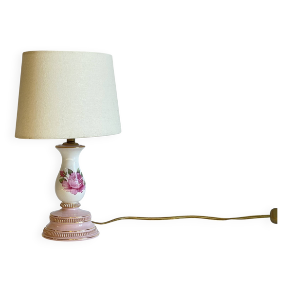 Lampe céramique italy roses et or