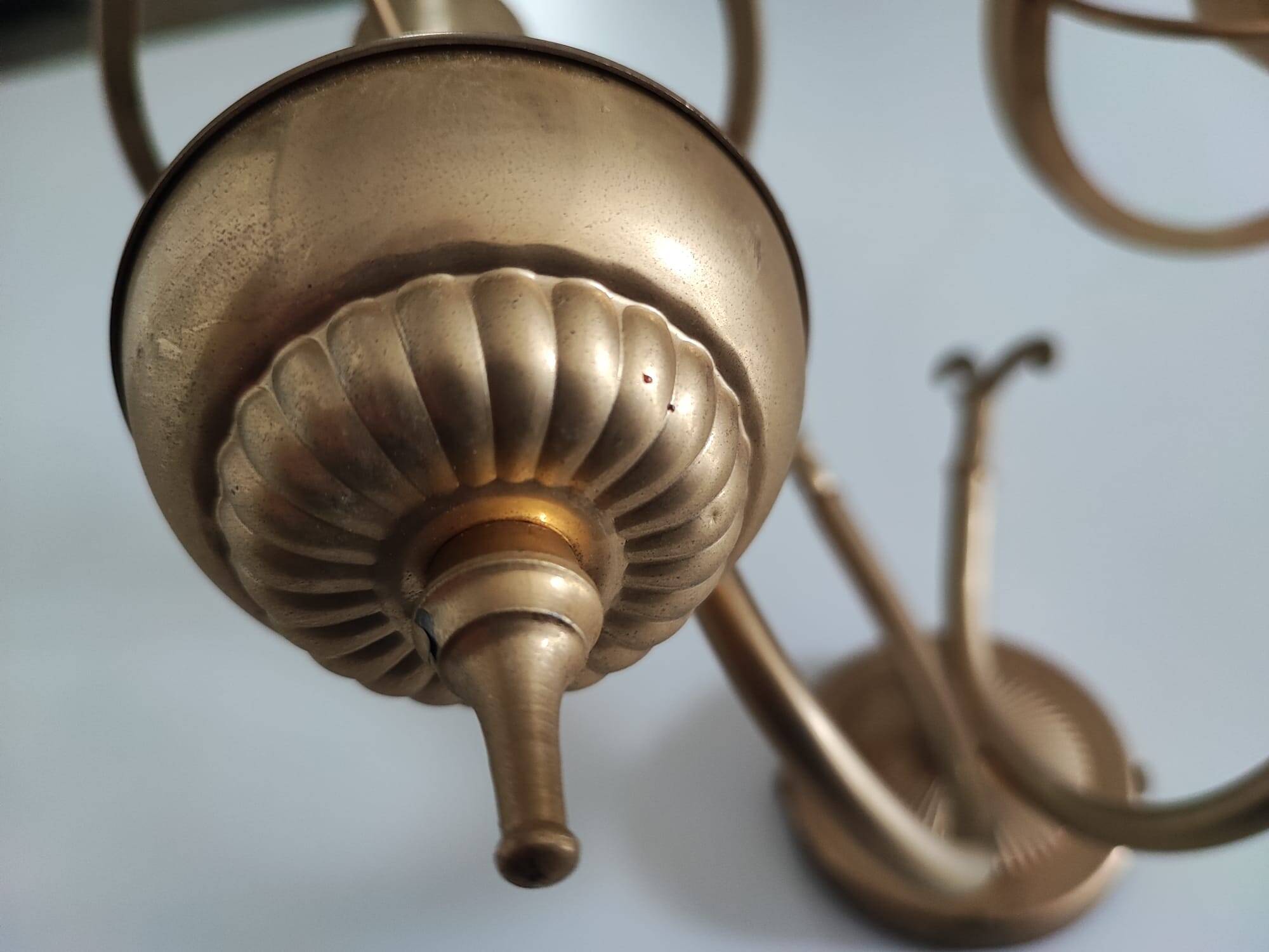 Antique brass wall sconce with two arms, Louis XV style.