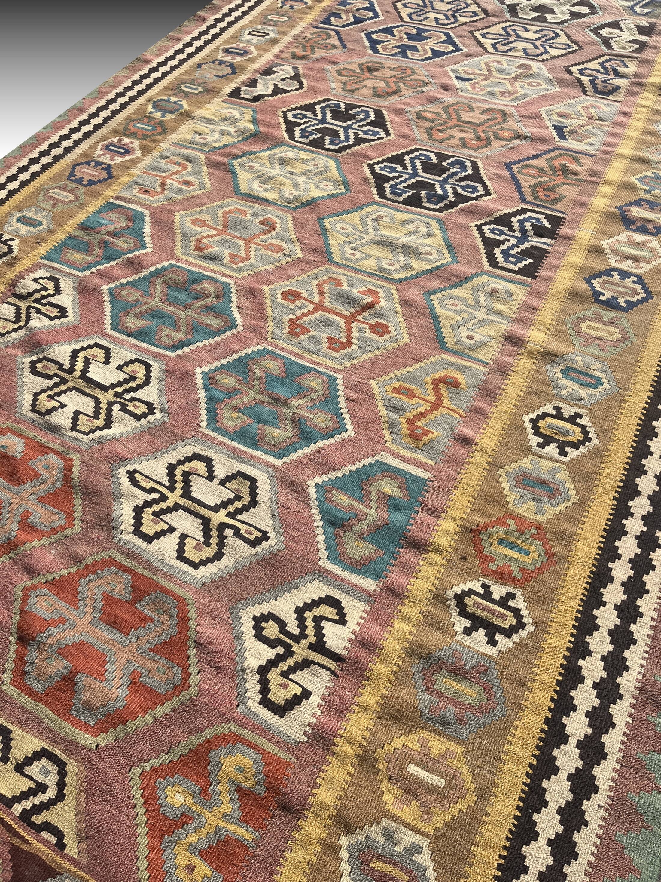 Kilim Rug Made By The Gashgai Tribes In Iran: 1.60 X 2.95 Meters