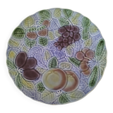 Large barbotine plate Salins blue lavender 80s