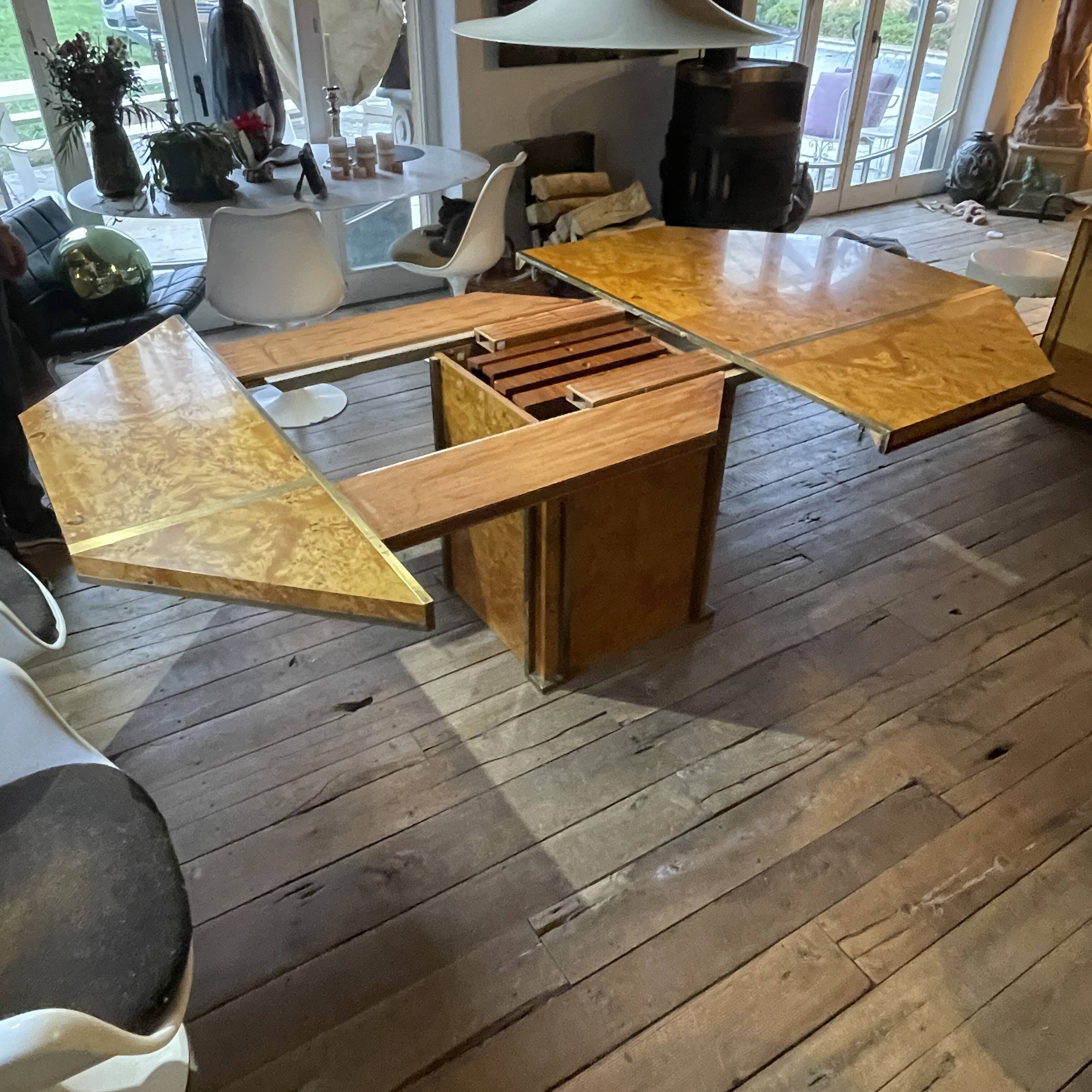 JEAN-CLAUDE MAHEY, Hollywood Regency dining table, extension leaves included.