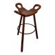Vintage Sergio Rodrigues style bar stool, solid wood saddle stool, Brazilian modern