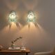 Pair of wall lights with porcelain feet and blue glass tulips in Art Deco style.