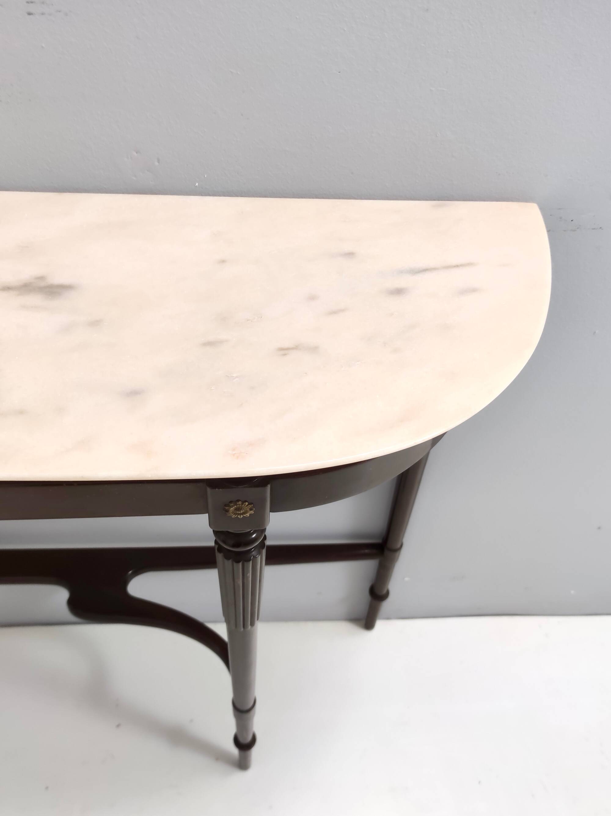 Vintage beech console table with portuguese pink marble top, italy