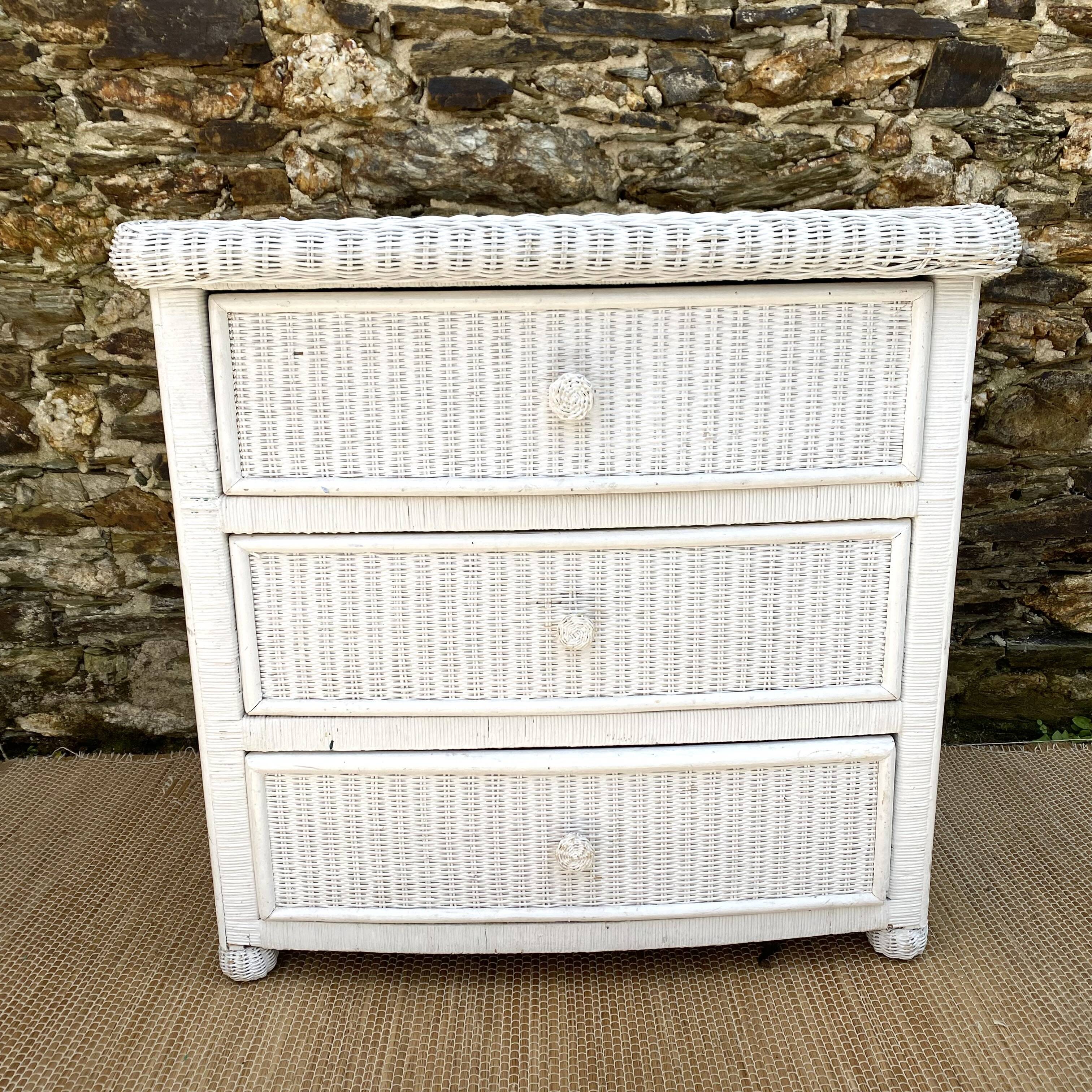 80s rattan chest of drawers