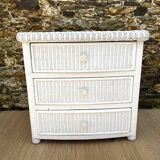 80s rattan chest of drawers