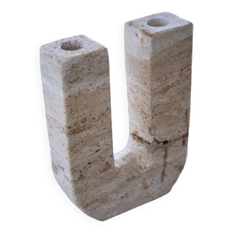 Travertine candle holder