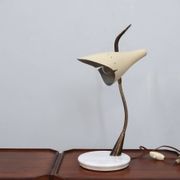 Oscar Torlasco for Lumen rare 1950s Italian table lamp in brass and marble