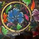 Mid-century hand-painted floral decorative tray / catchall 49 cm / 33 cm