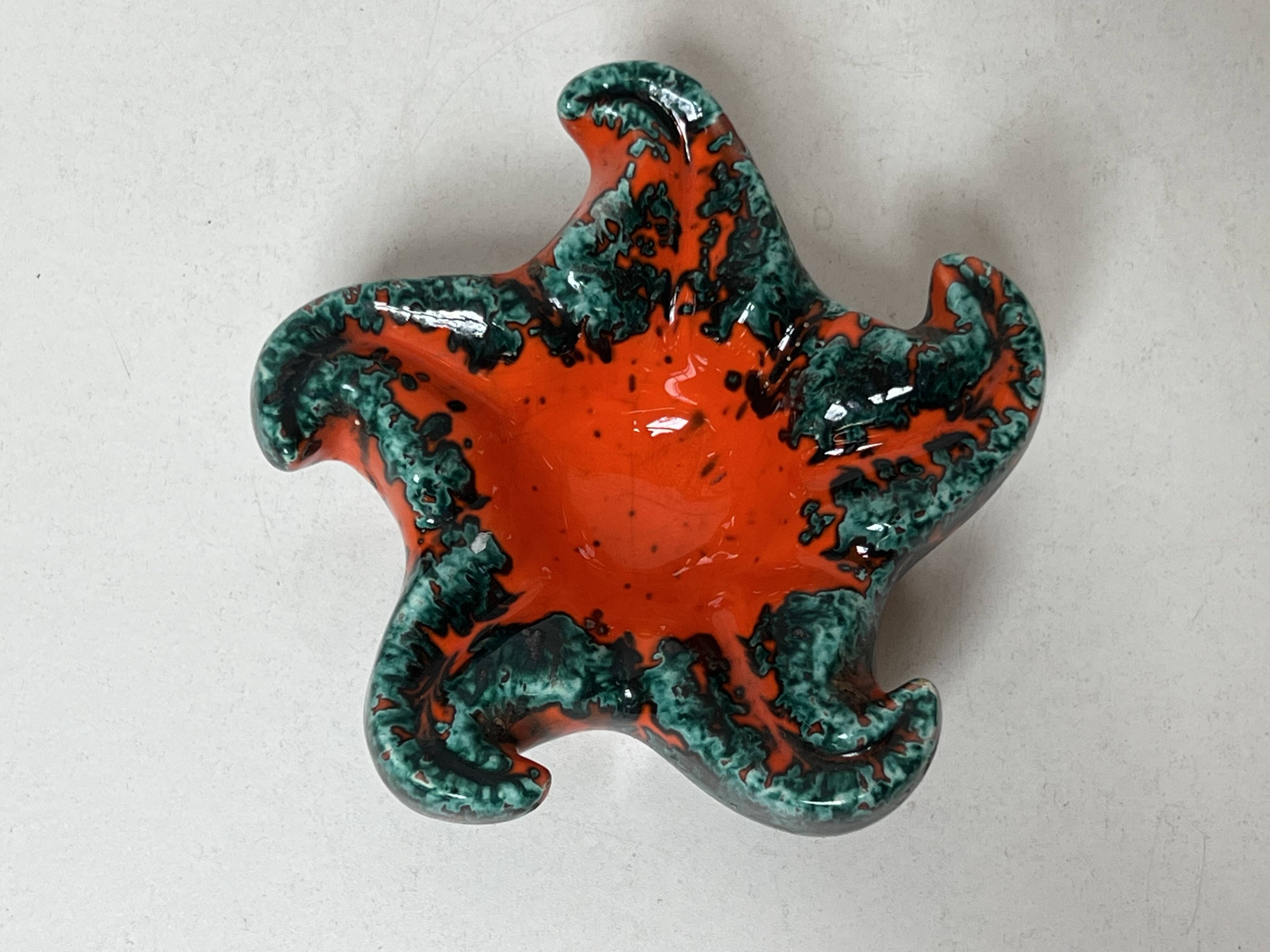 Starfish vallauris ceramic trinket tray, 20th century