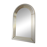Grand miroir en panneau biseauté arqué vintage Deknudt – or, Belgique, années 1980
