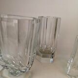 Art Deco three-piece crystal set by Elis Bergh, Kosta, Sweden, 1930s.