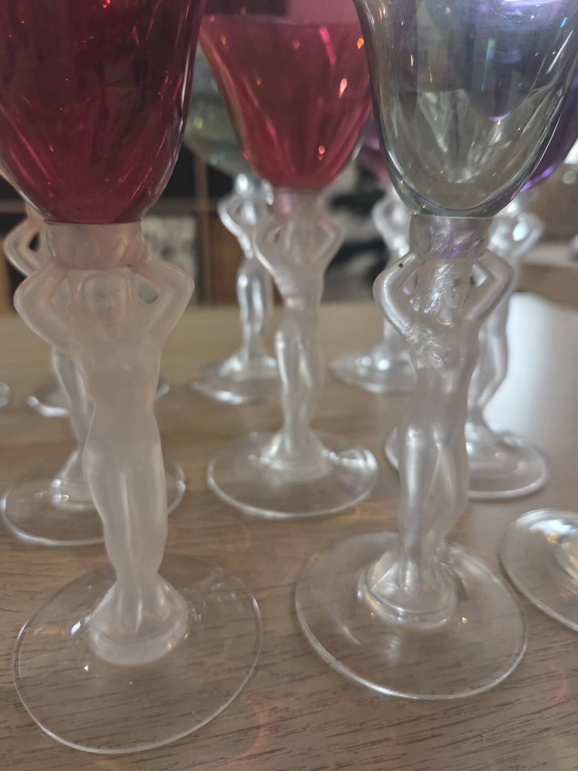 Lot of 14 Royal Bayel Crystal Glasses. Caryatid/Venus Stems