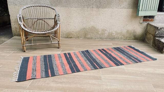 VINTAGE 80s Cotton Kilim RUG