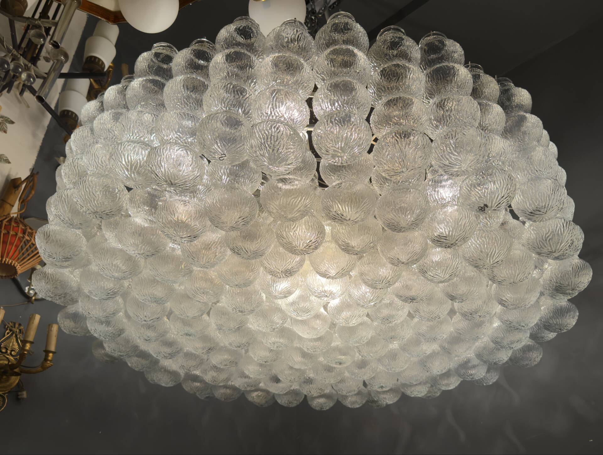 Extra Large Murano Glass Bubble Chandelier / Flushmount, Italy, 1980s