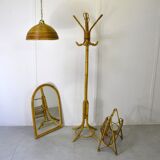 Vintage pendant lamp in bamboo and wicker, 1960s.