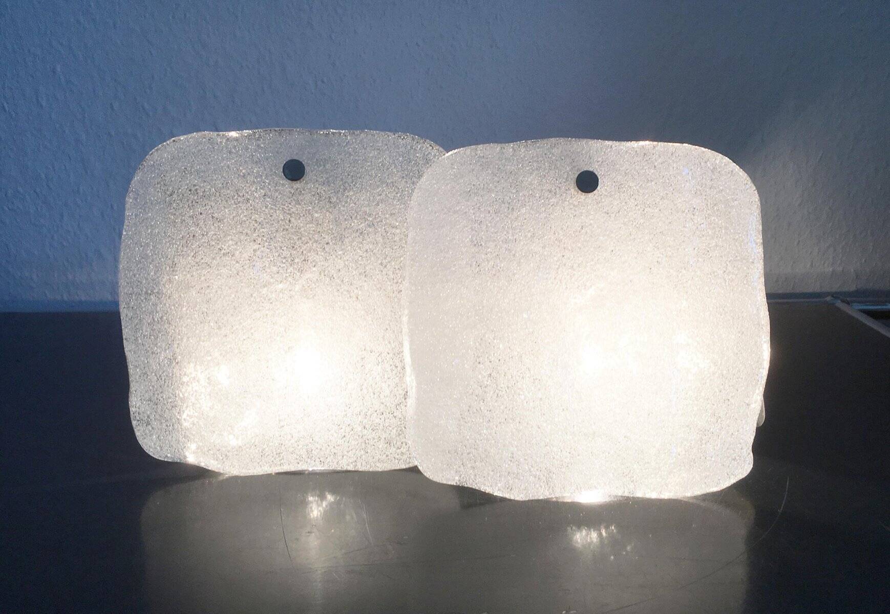 Frosted glass wall light by Kalmar Franken KG, 1960s