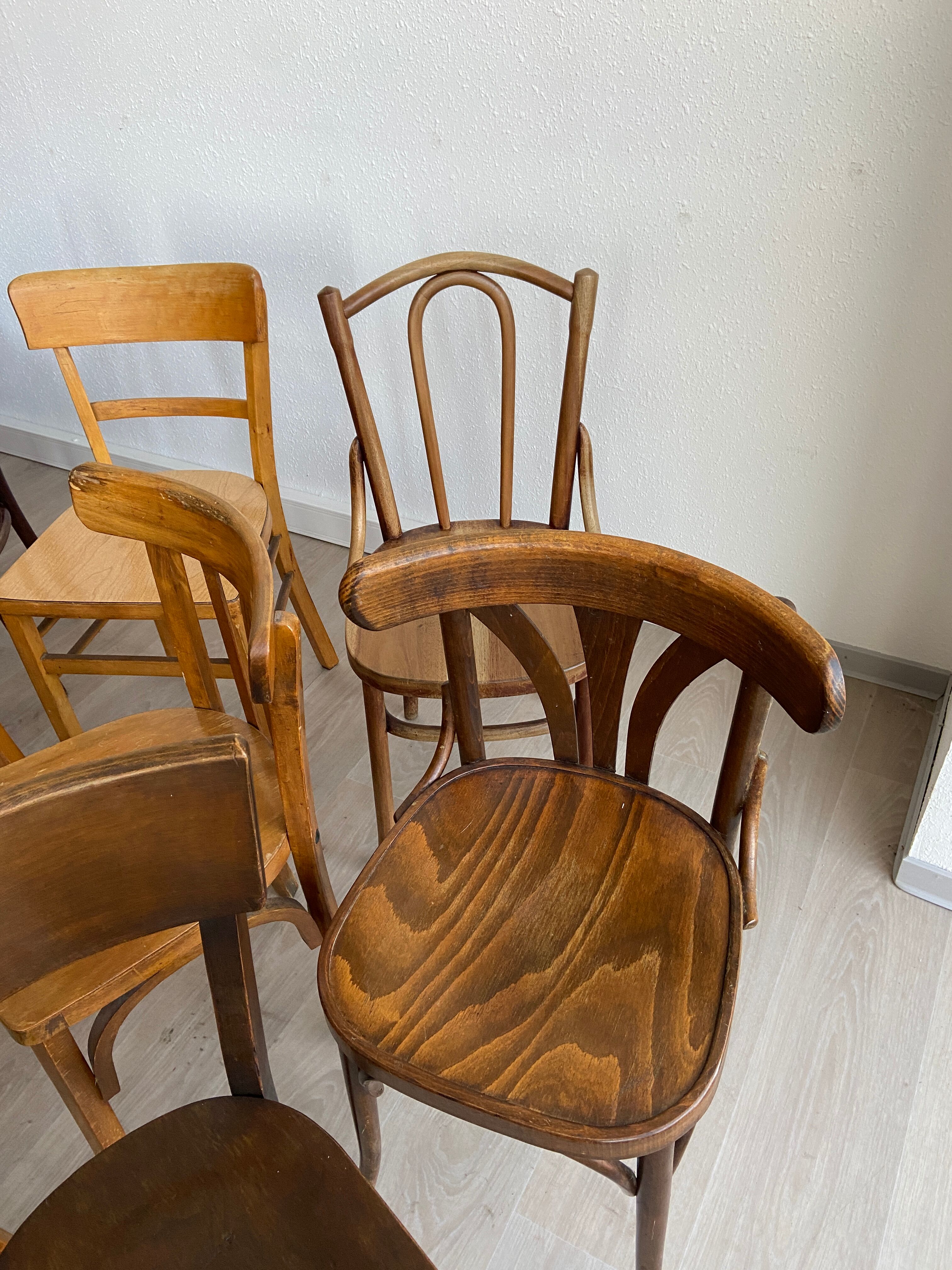 Set of 50 mismatched bistro chairs bentwood french Restaurant