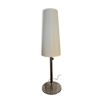 Chrome lamp with pleated shade