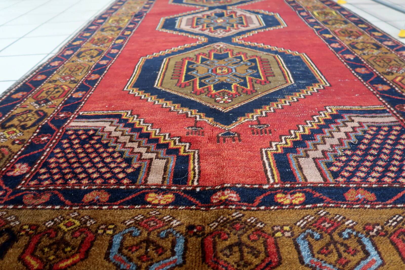 Handmade antique Turkish Anatolian rug 115cm x 218cm, 1920s