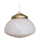 Vintage XXL art deco globe pendant light in white opaline