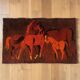 Tapis et tapisserie RYA vintage des années 1970 en marron et orange avec cheval