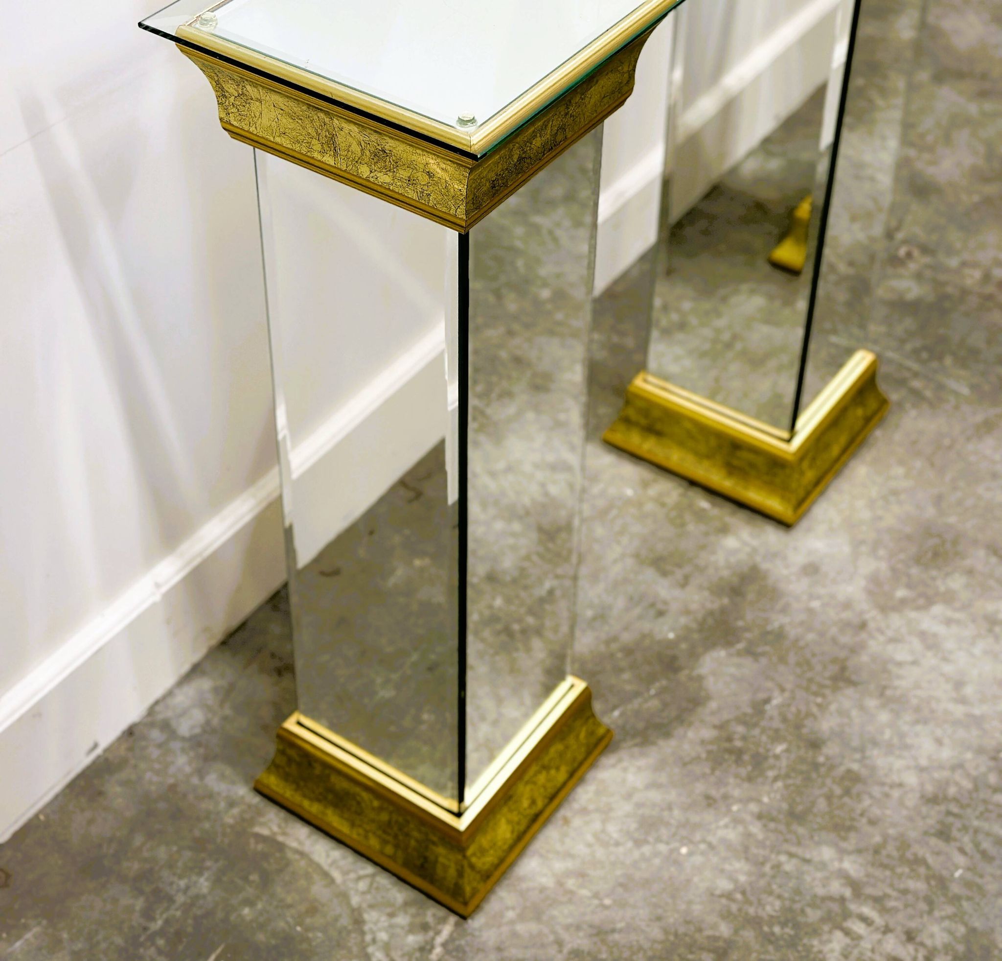Rare Pair Of Mirrored Plinths or Console By Deknudt, Belgium 1980s