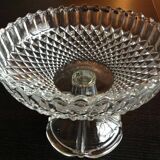 Chiseled glass footed cup / vintage 60s-70s