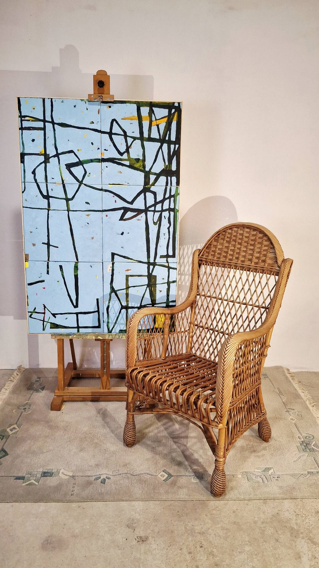 Vintage 1980s Rattan Armchair – Boho Wicker Accent Chair