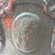 Antique French enamelled earthenware planter or pot