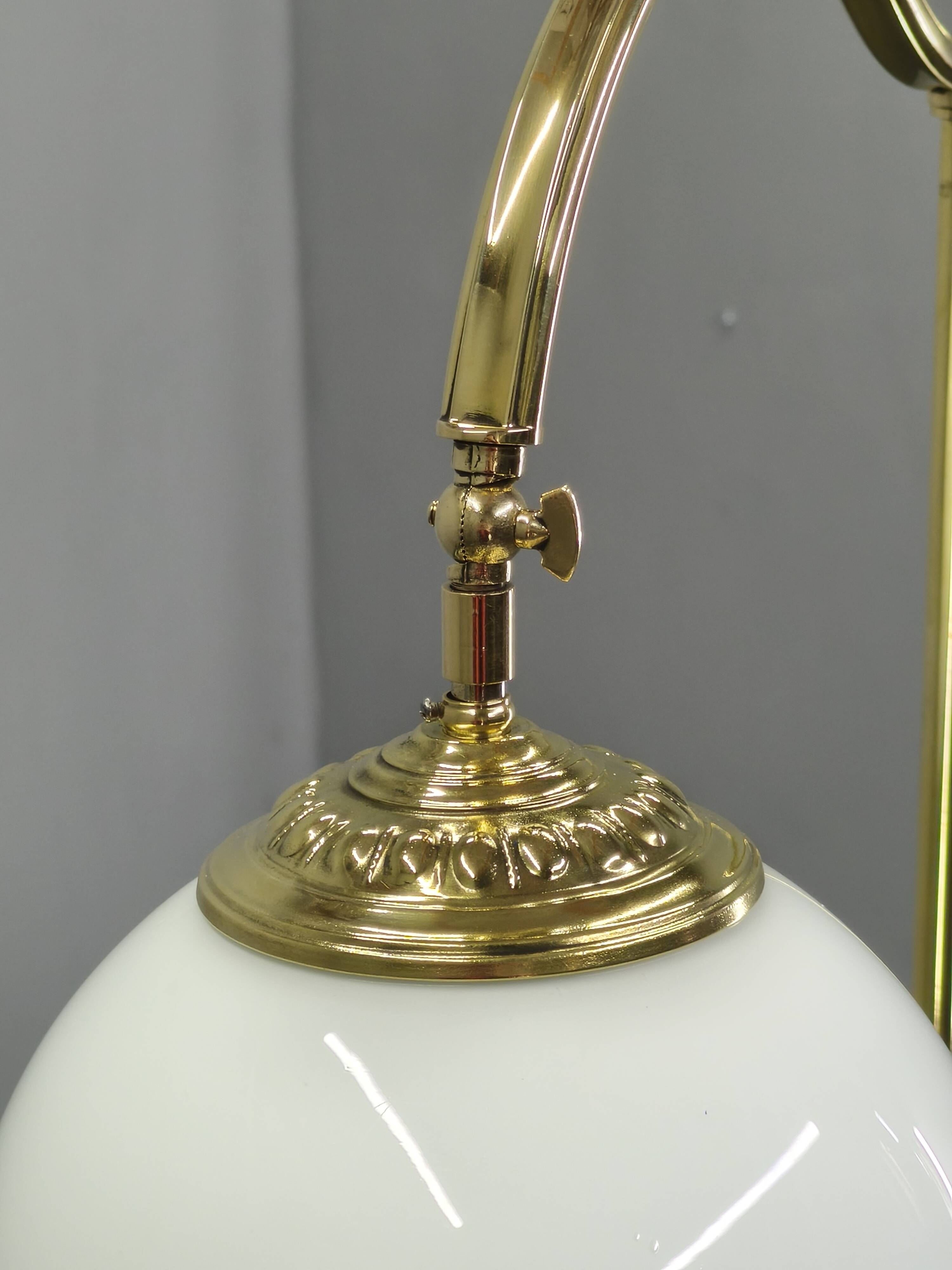 Italian Art Deco Brass Floor Lamp with Glass Globe, 1930s