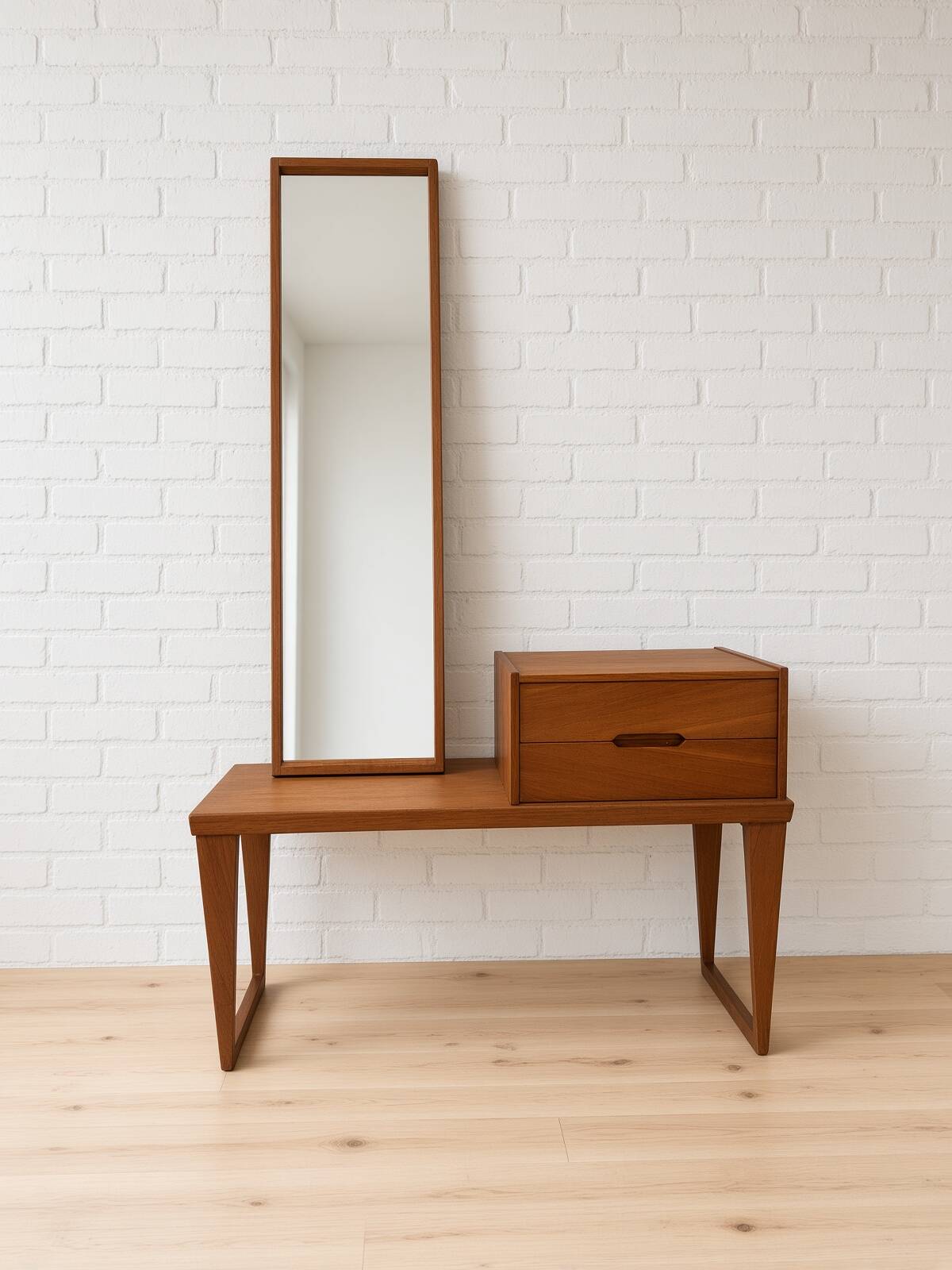 Bench and Mirror in Teak by Kai Kristiansen for Aksel Kjersgaard, 1960s