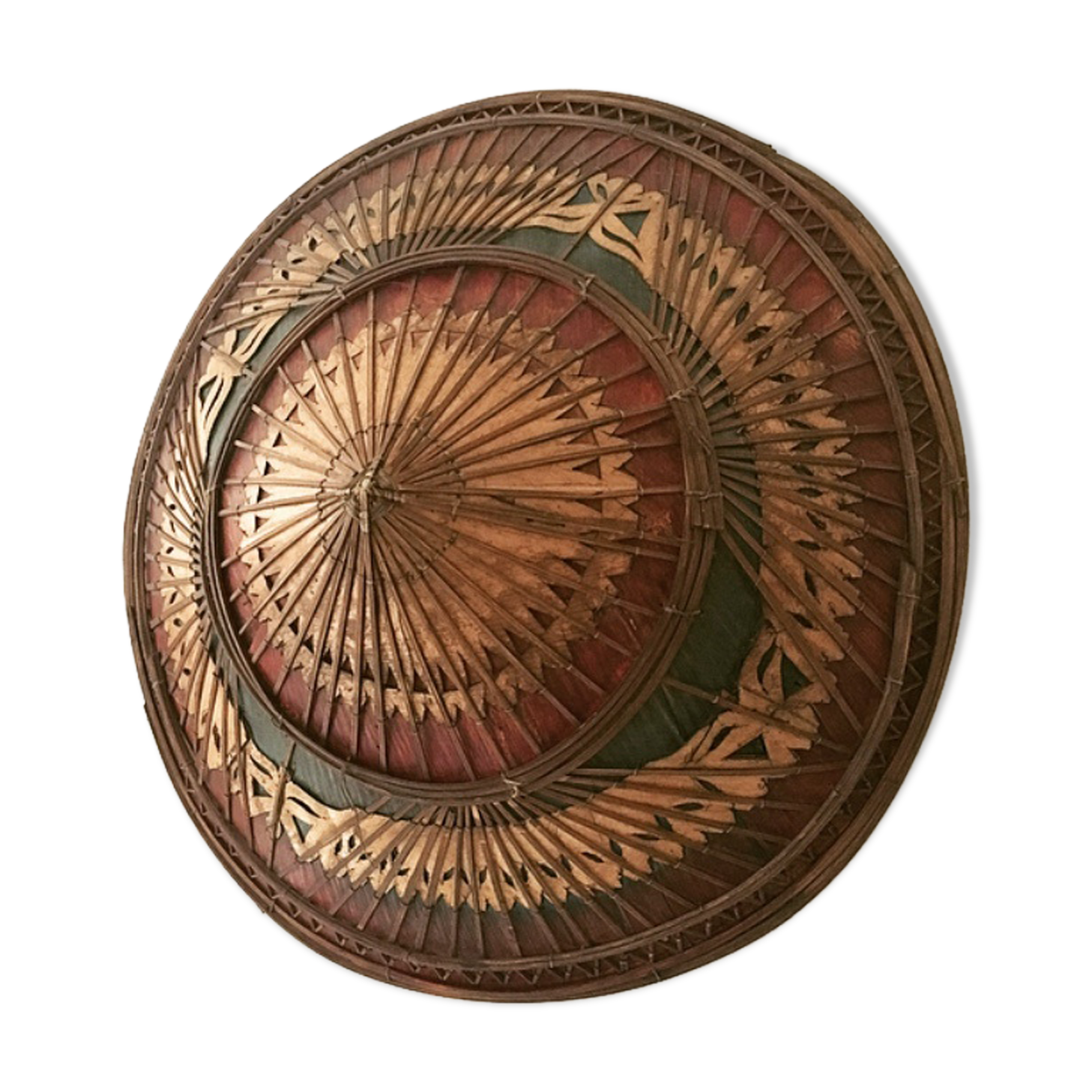 Asian straw and rattan hat