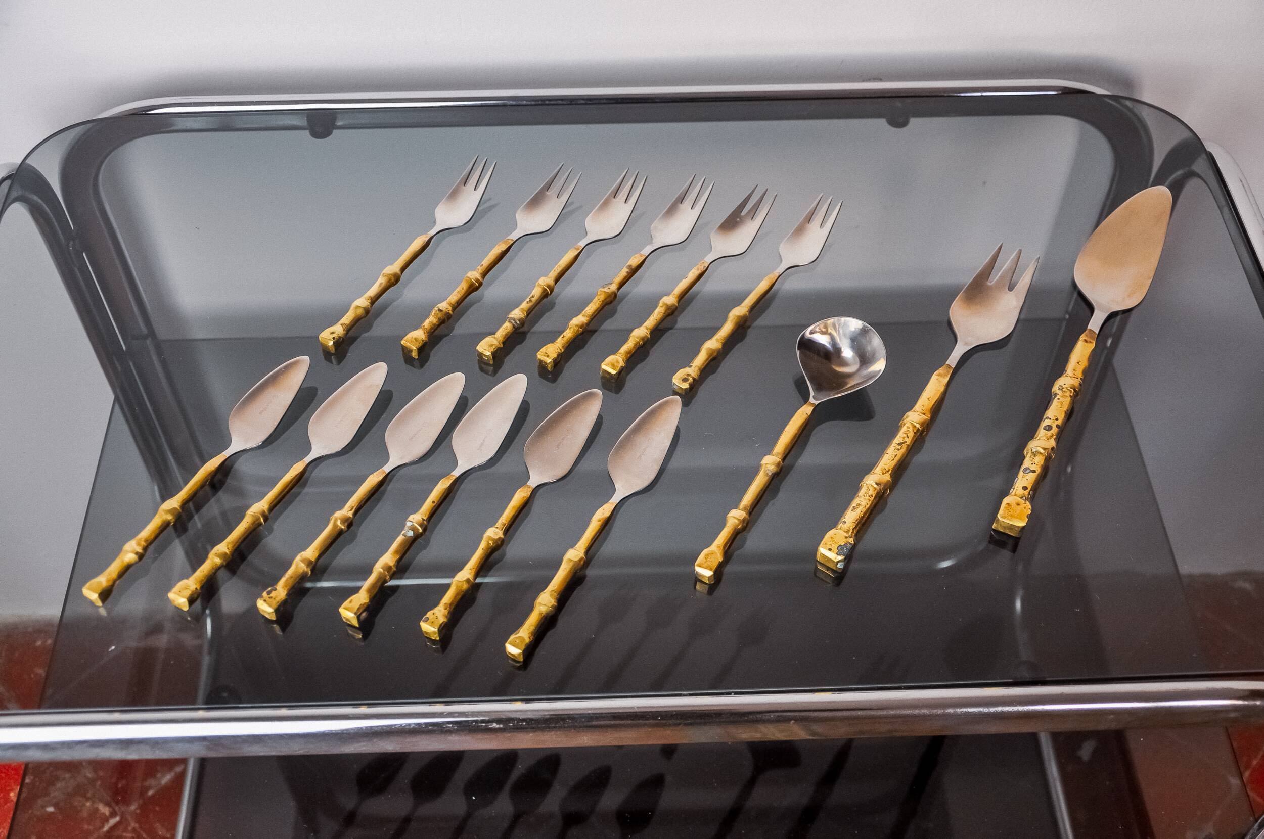 Brutalist dessert cutlery set by David Marshall, Spain, 1970