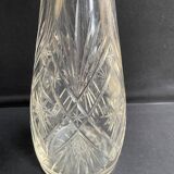 Carafe en cristal soufflé, taillé et col en argent