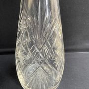 Blown crystal decanter, cut and silver collar