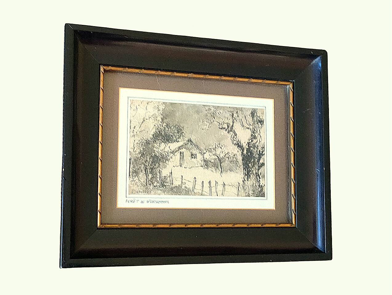 Painting by Gérard ANDRÈS (1930) Watercolored Indian ink Westhoffen Forest