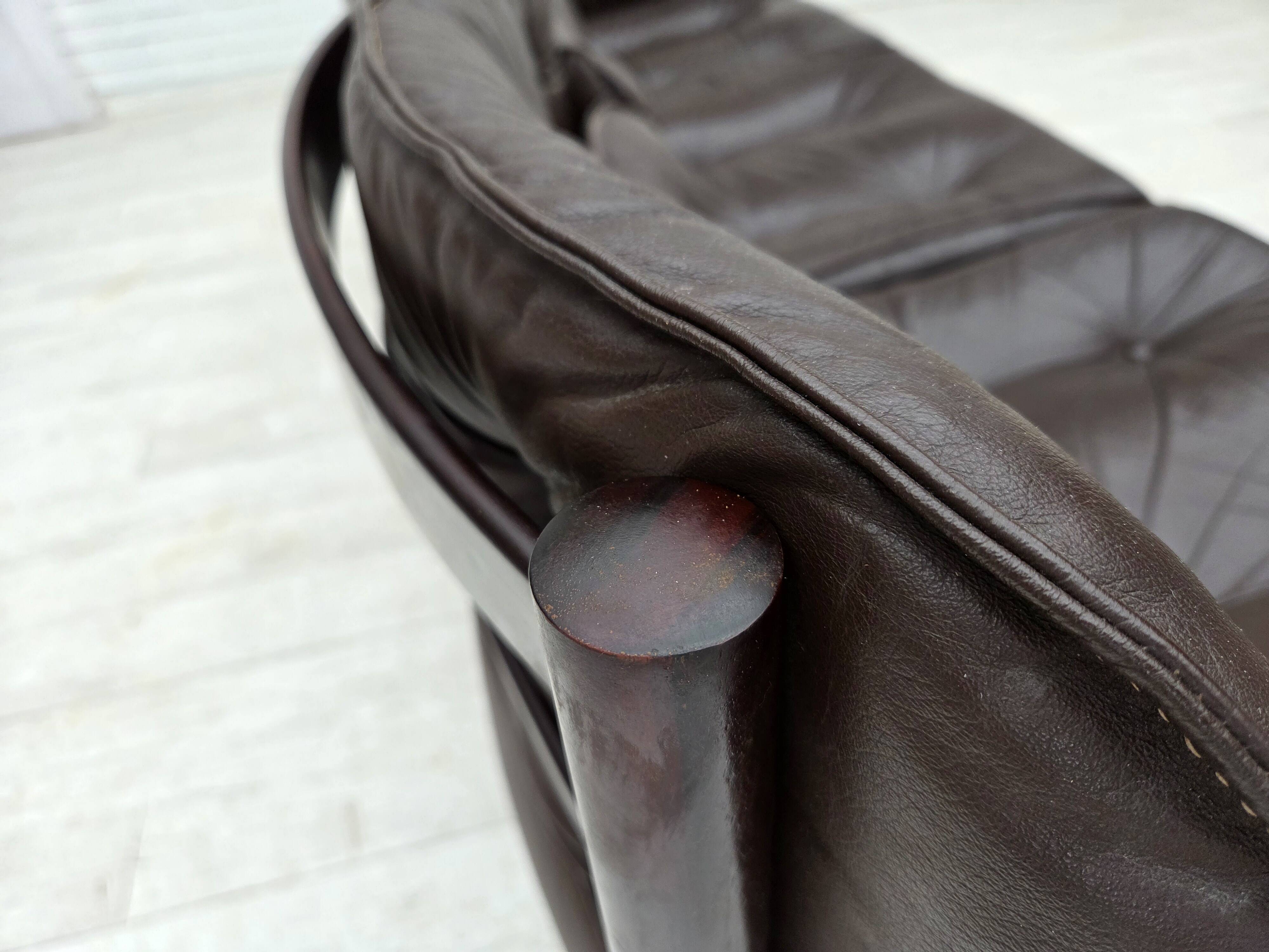 1970s, Scandinavian 3-seater sofa by Arne Norell, furniture leather.