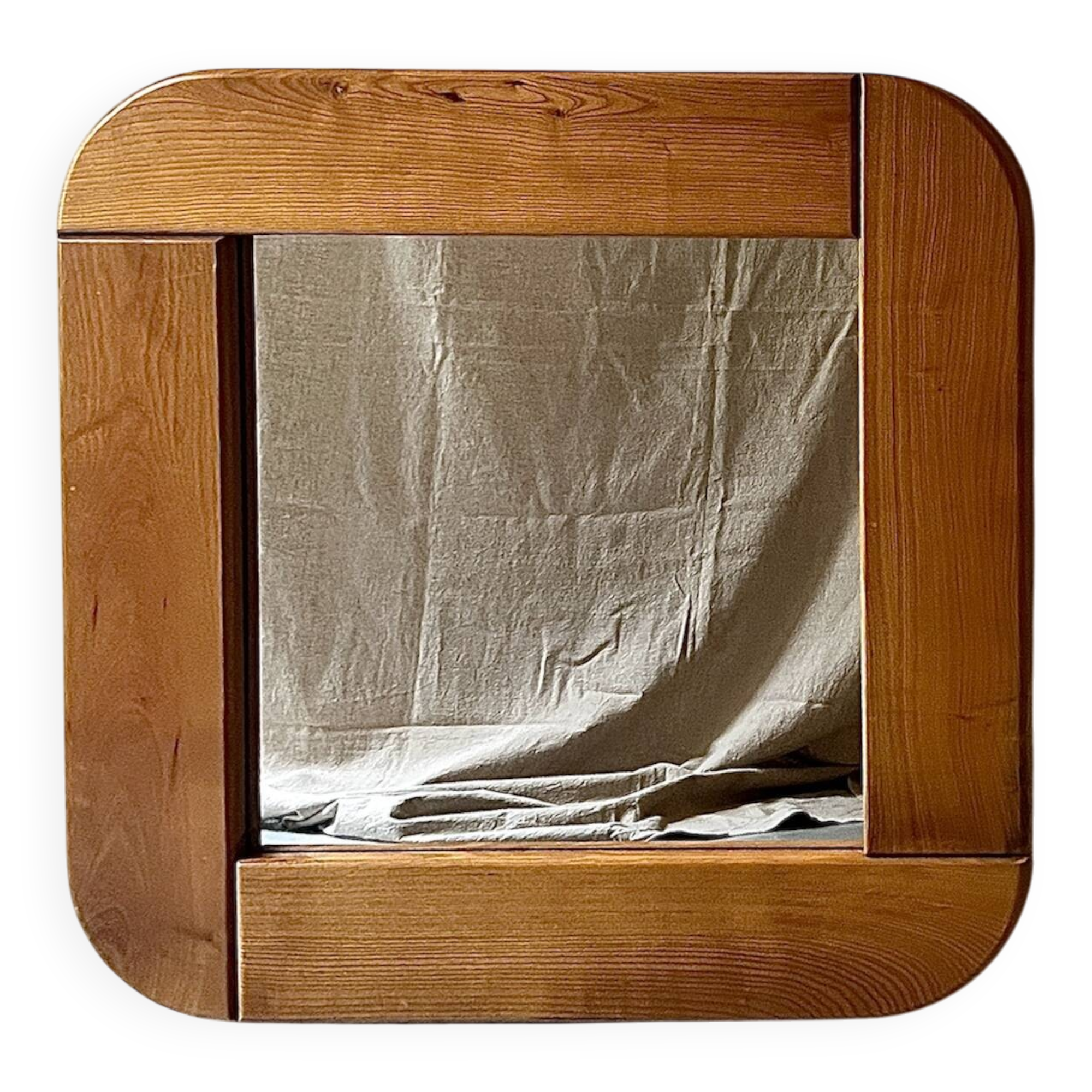 Large oak mirror in the style of a revival house, 1970s design.