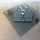Modernist revolving serving tray, in smoked glass and silver-plated metal, 70.
