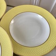 lot of 6 hollow plates Moulin des Loups textured canary yellow 50s