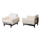 Paire de fauteuils en velours bois haut de gamme 1970 vintage modernisme