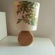 Wooden lamp with silk lampshade, hand painted, signed