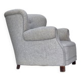 1950s, Danish relax chair by Fritz Hansen, model 1518, grey furniture wool.