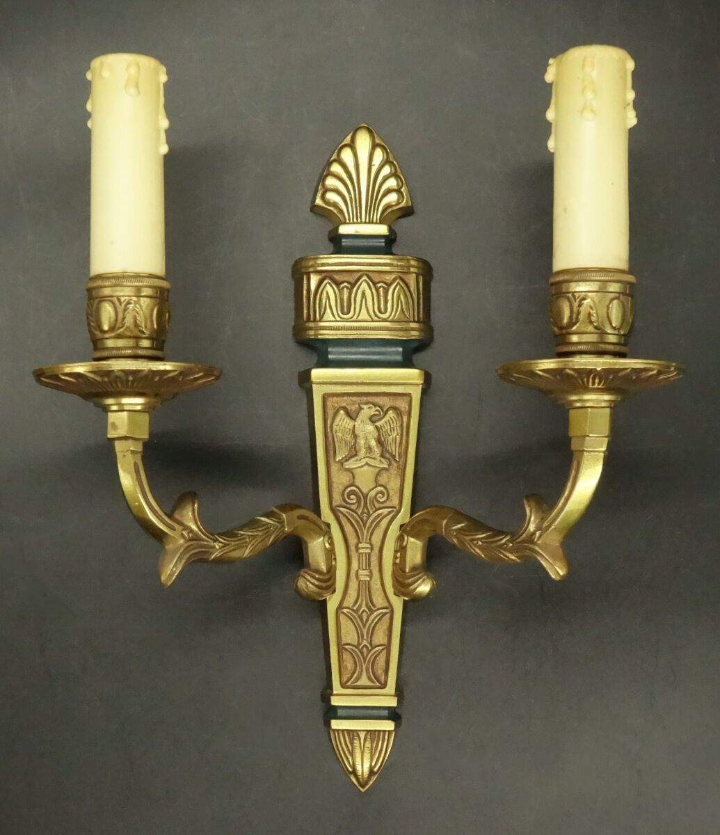 Set of 3 eagle appliques in Empire style - gilded bronze and green patina.