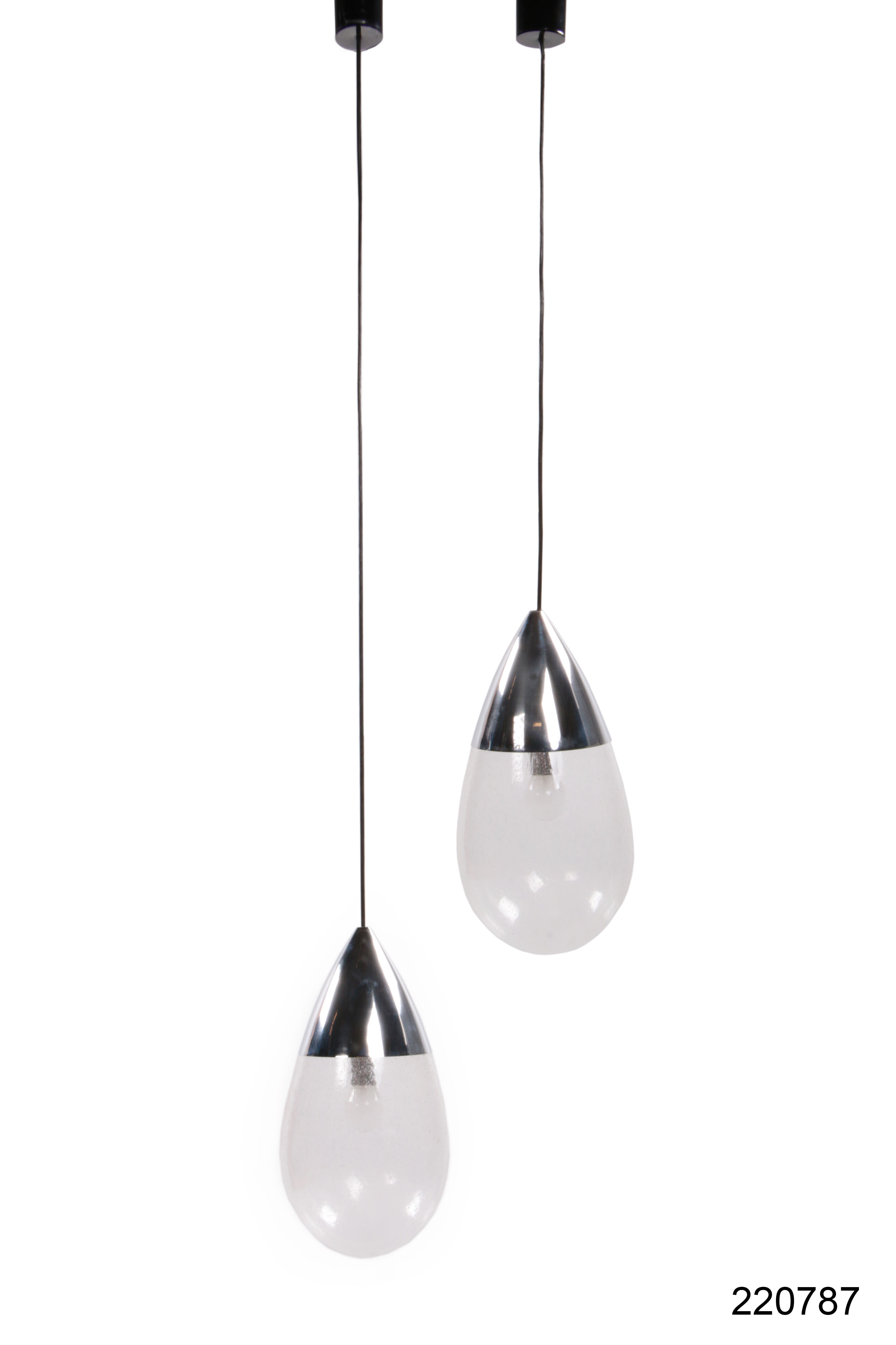 Set Hanging lamps by Glashutte Limburg Model Drop, 1970 Germany.