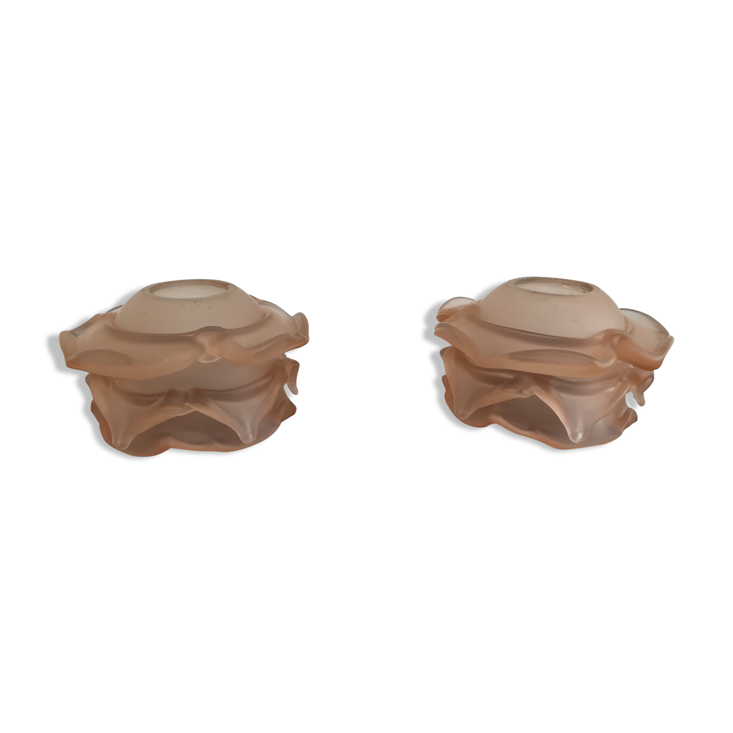 Lot de 2 tulipes en pâte de verre rose