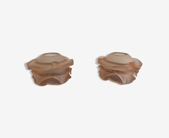 Lot de 2 tulipes en pâte de verre rose