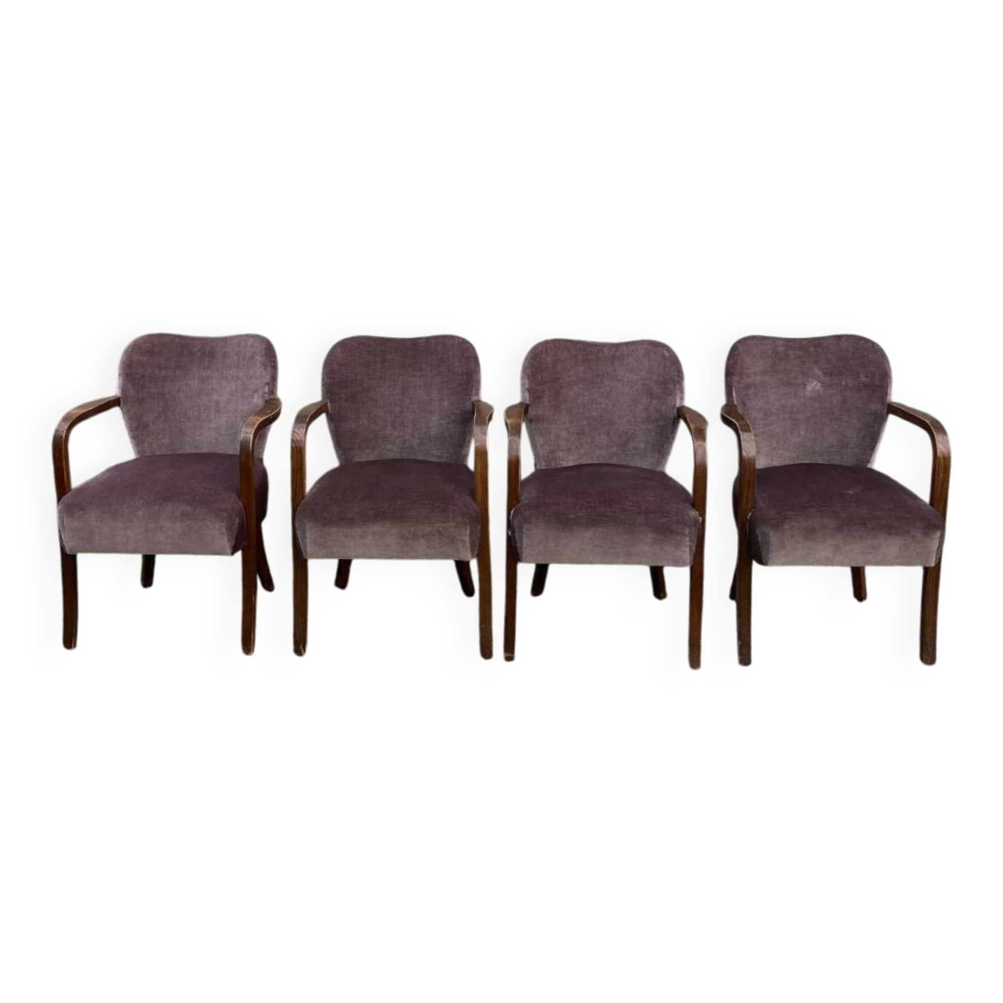 4 vintage velvet armchairs