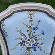 Pair of Louis XV style cabriolet chairs with a patina – floral fabric